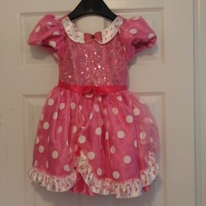 -Disney Store pink tulle layer polka dot dress up/Halloween dress